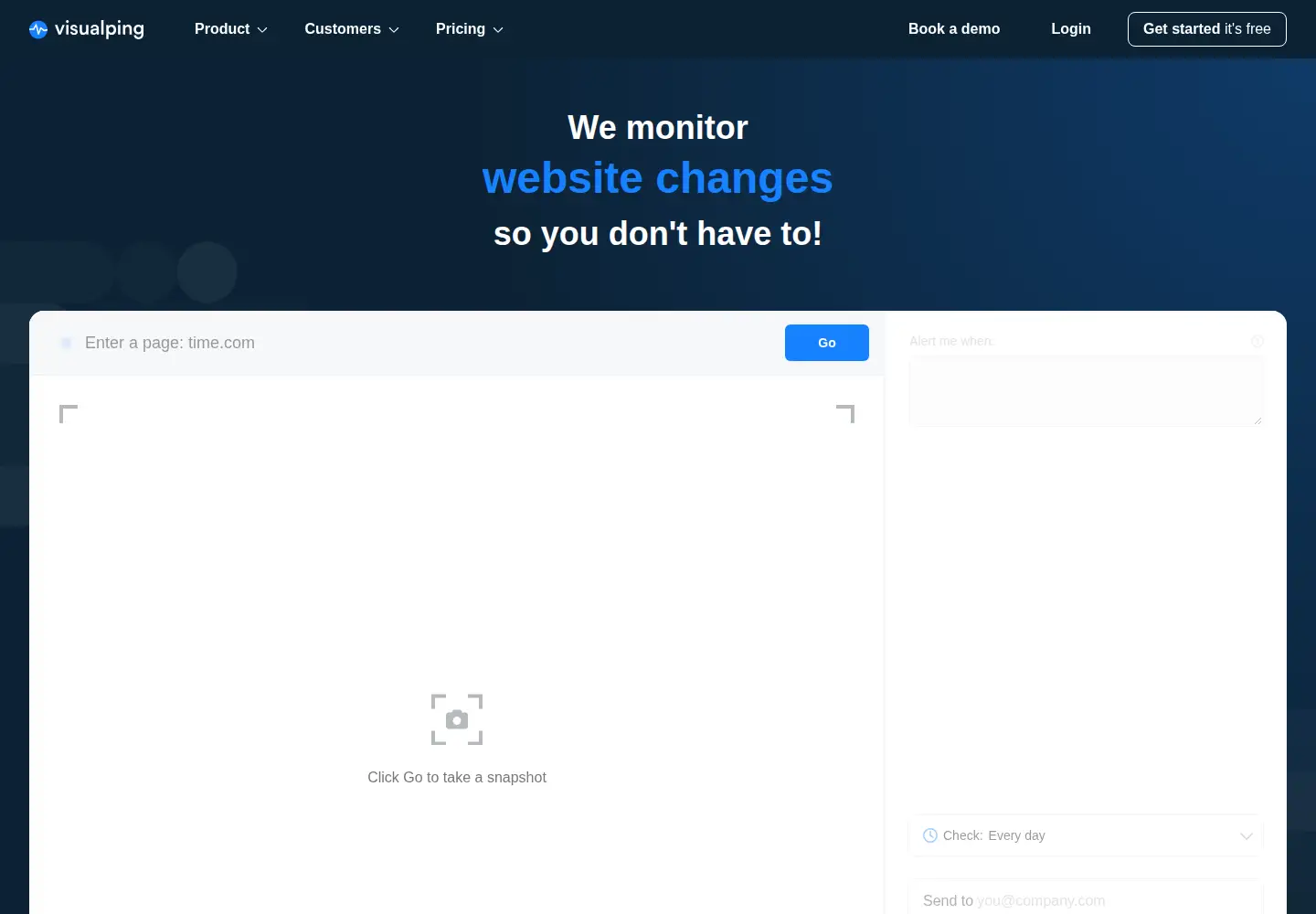 Screenshot of visualping.io
