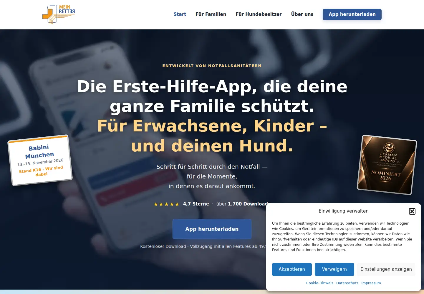 Captured homepage of meinretter.com in the current scan