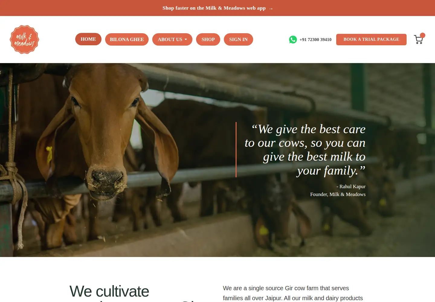 Screenshot of milkmeadows.com