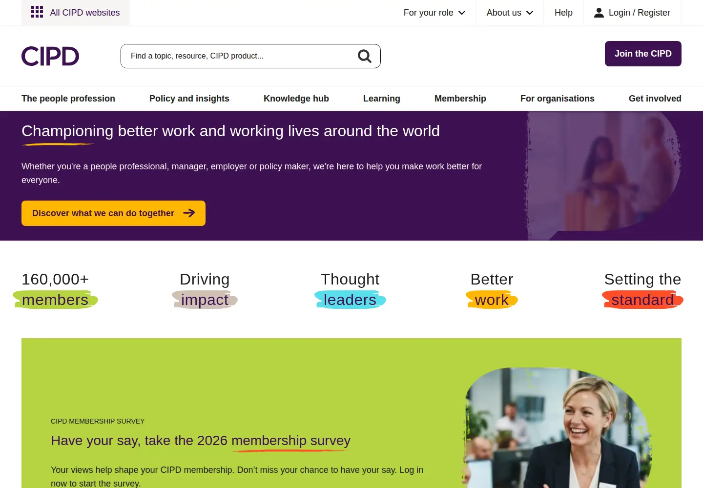 Screenshot of cipd.org