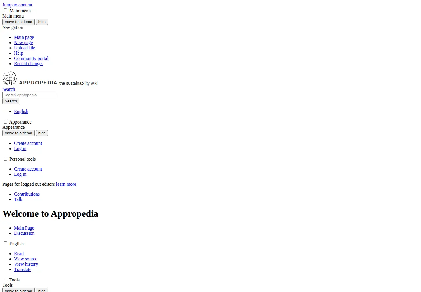 Screenshot of appropedia.org