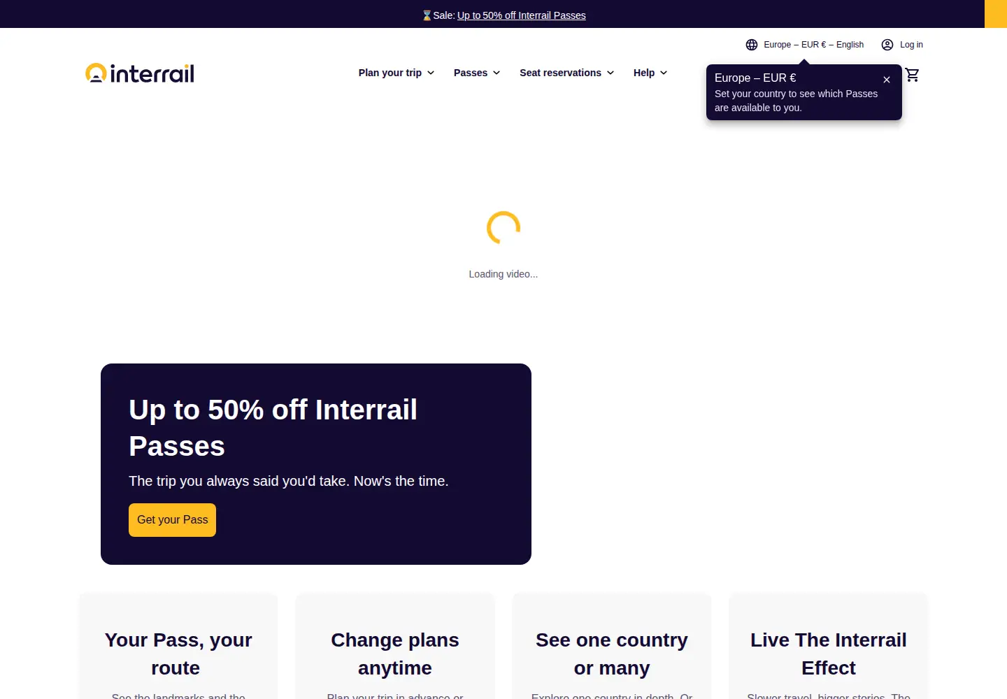 Screenshot of eurail.com