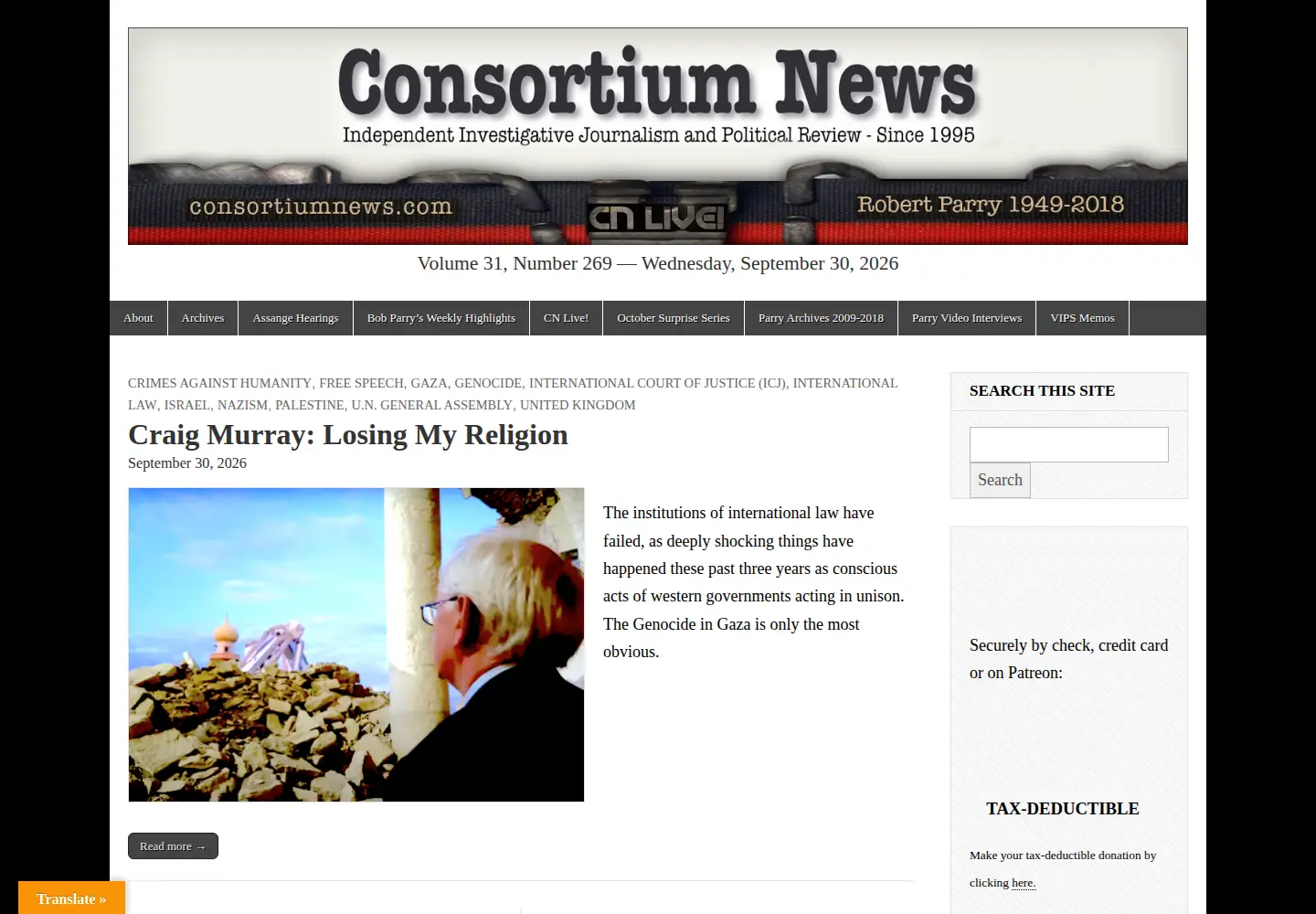 Screenshot of consortiumnews.com