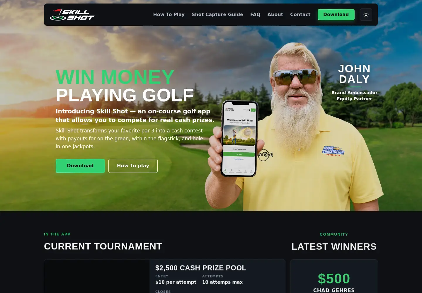 Captured homepage of skillshotgolf.com in the current scan