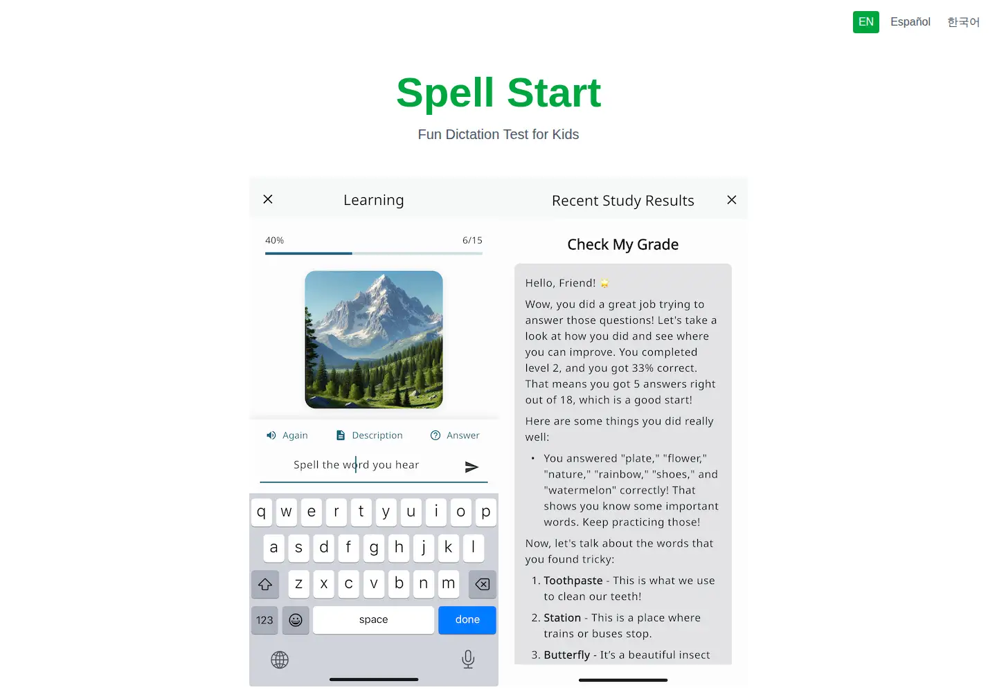 Screenshot of spellstart.com