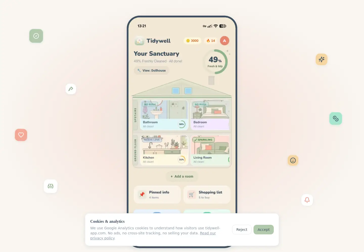 Screenshot of tidywell-app.com