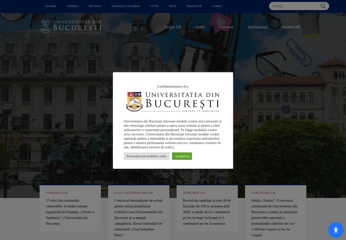 Screenshot of unibuc.ro
