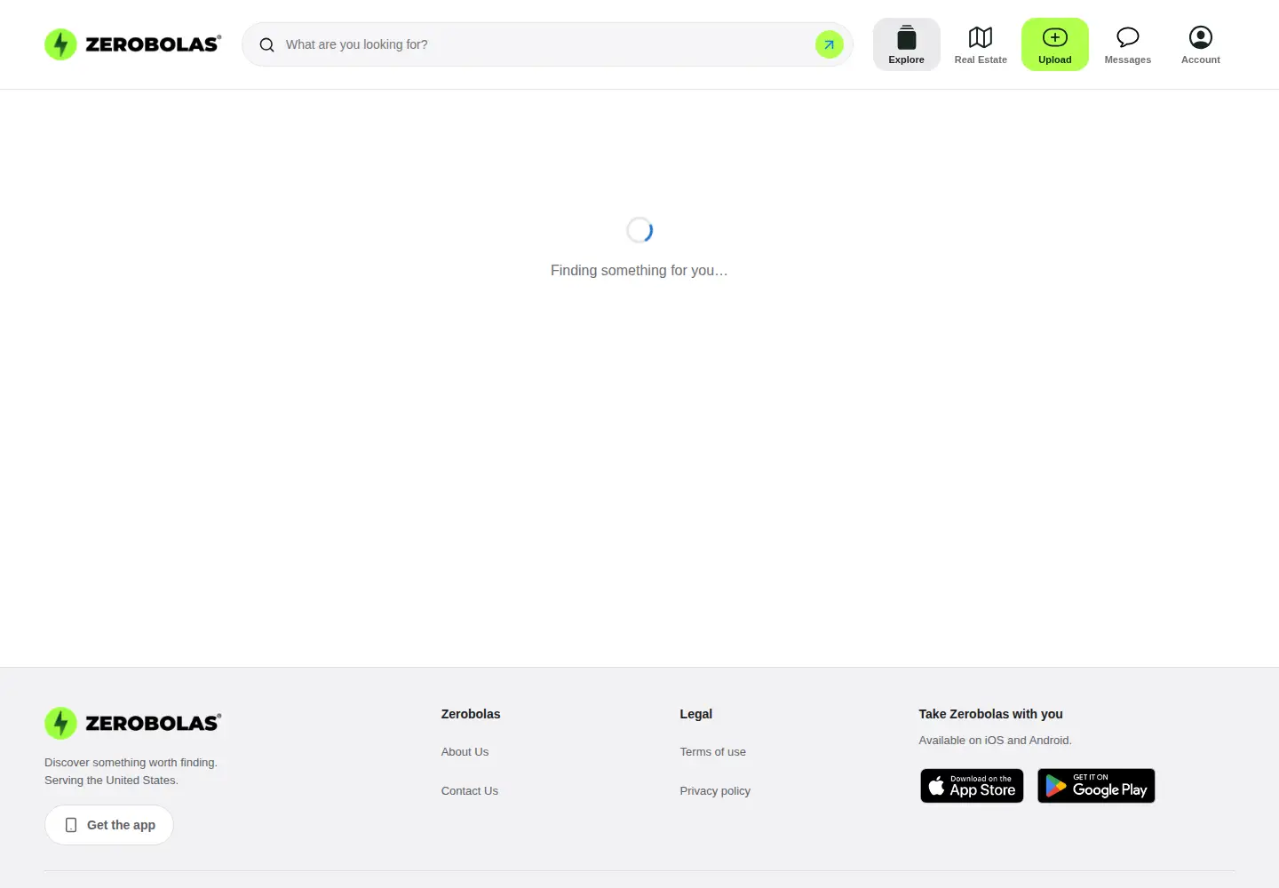 Captured homepage of zerobolas.com in the current scan