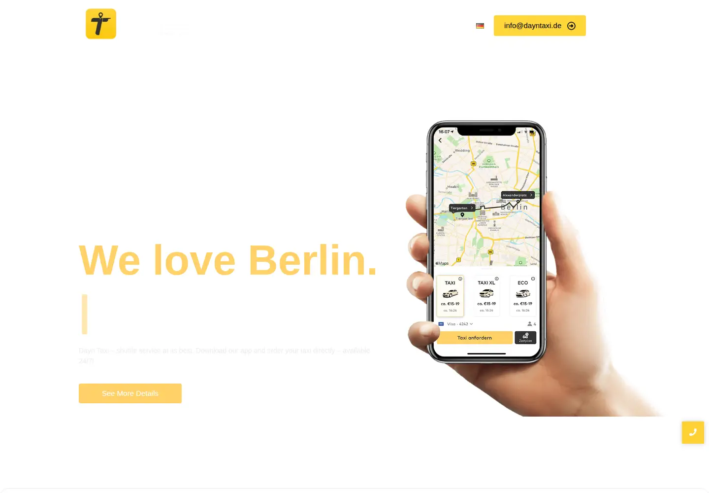 Captured homepage of dayntaxi.de in the current scan