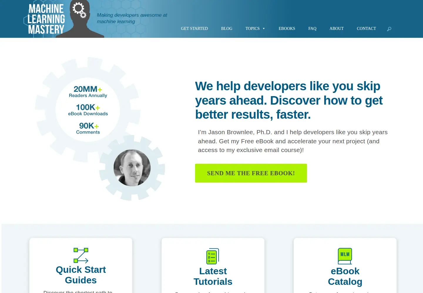 Captured homepage of machinelearningmastery.com in the current scan
