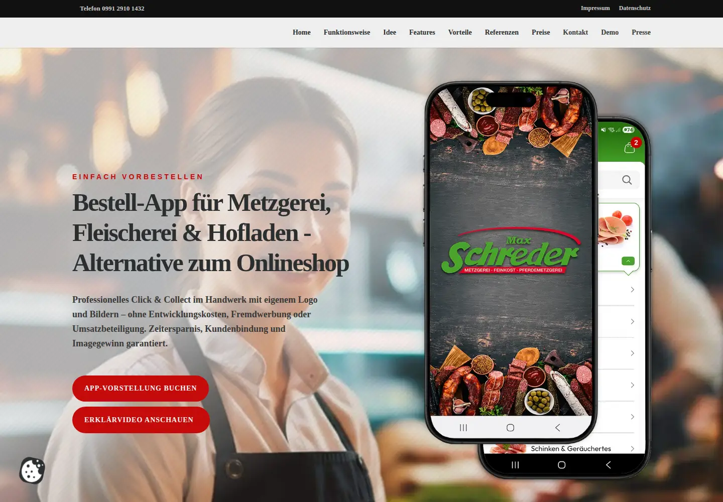 Captured homepage of vorbestell-app.de in the current scan