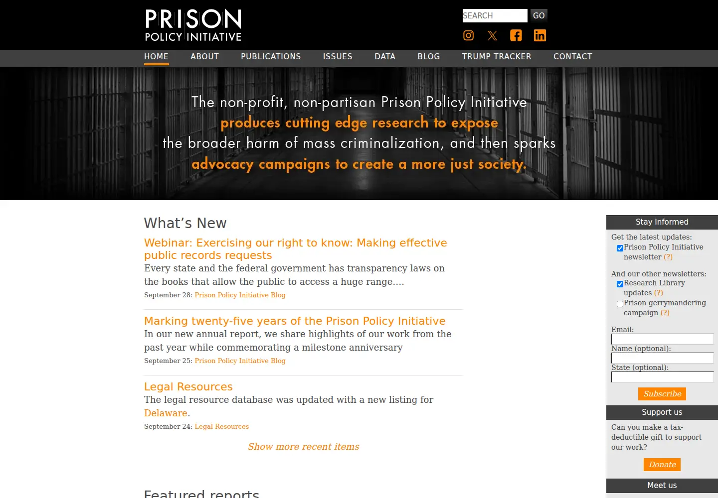 Screenshot of prisonpolicy.org