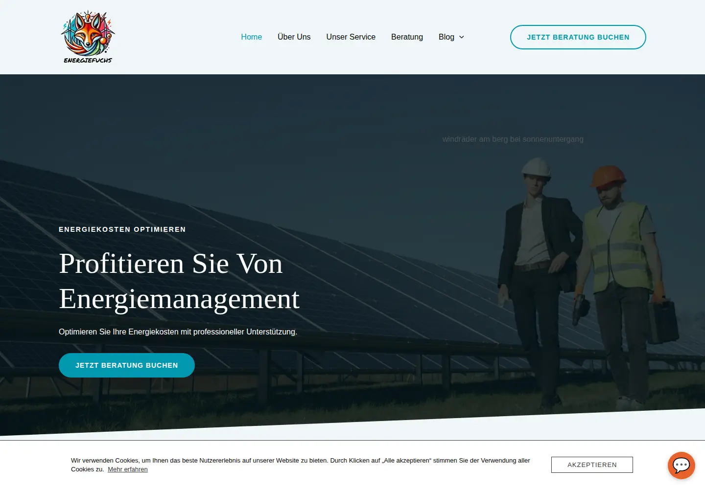 Captured homepage of energiefuchs.energy in the current scan