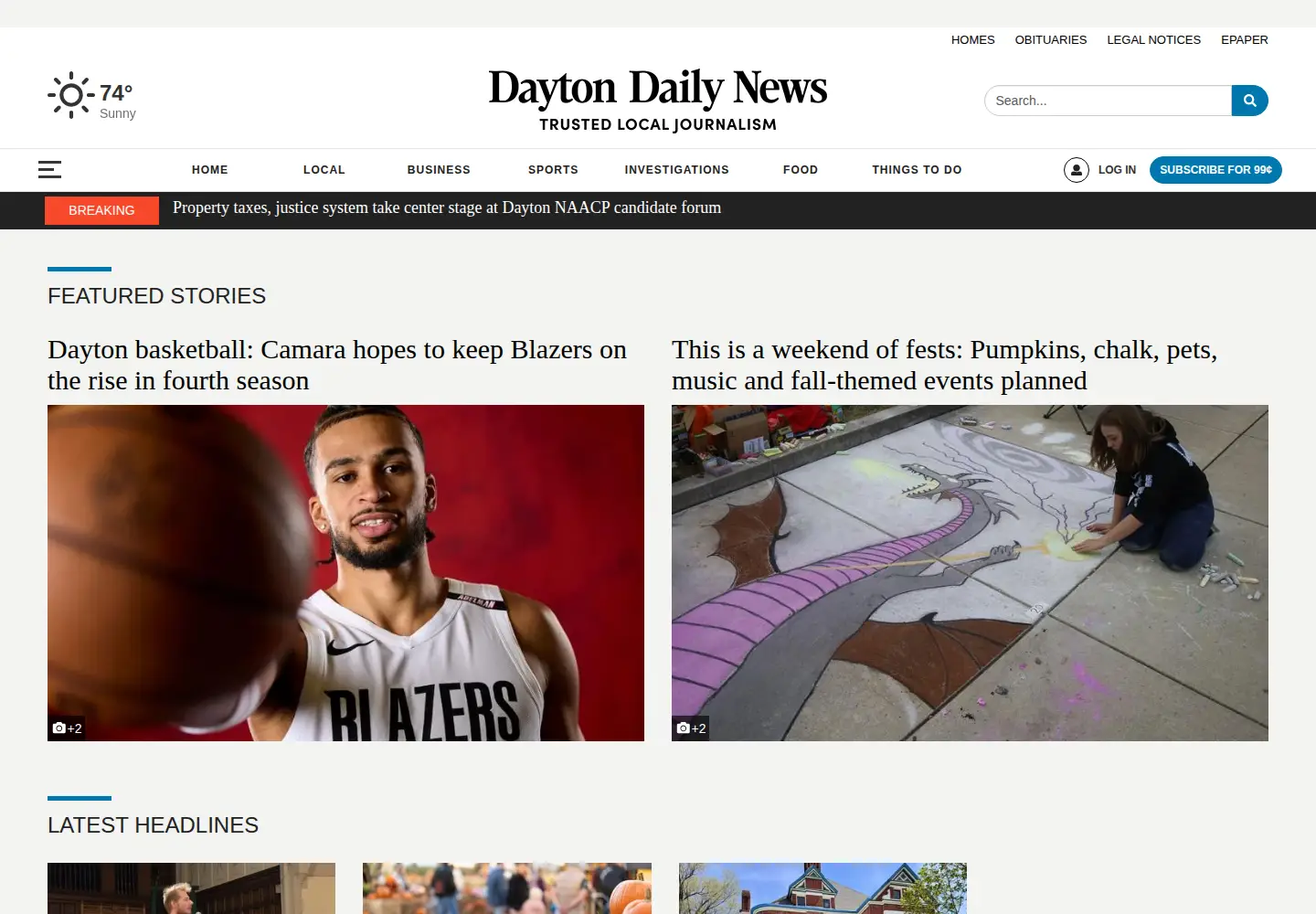 Screenshot of daytondailynews.com