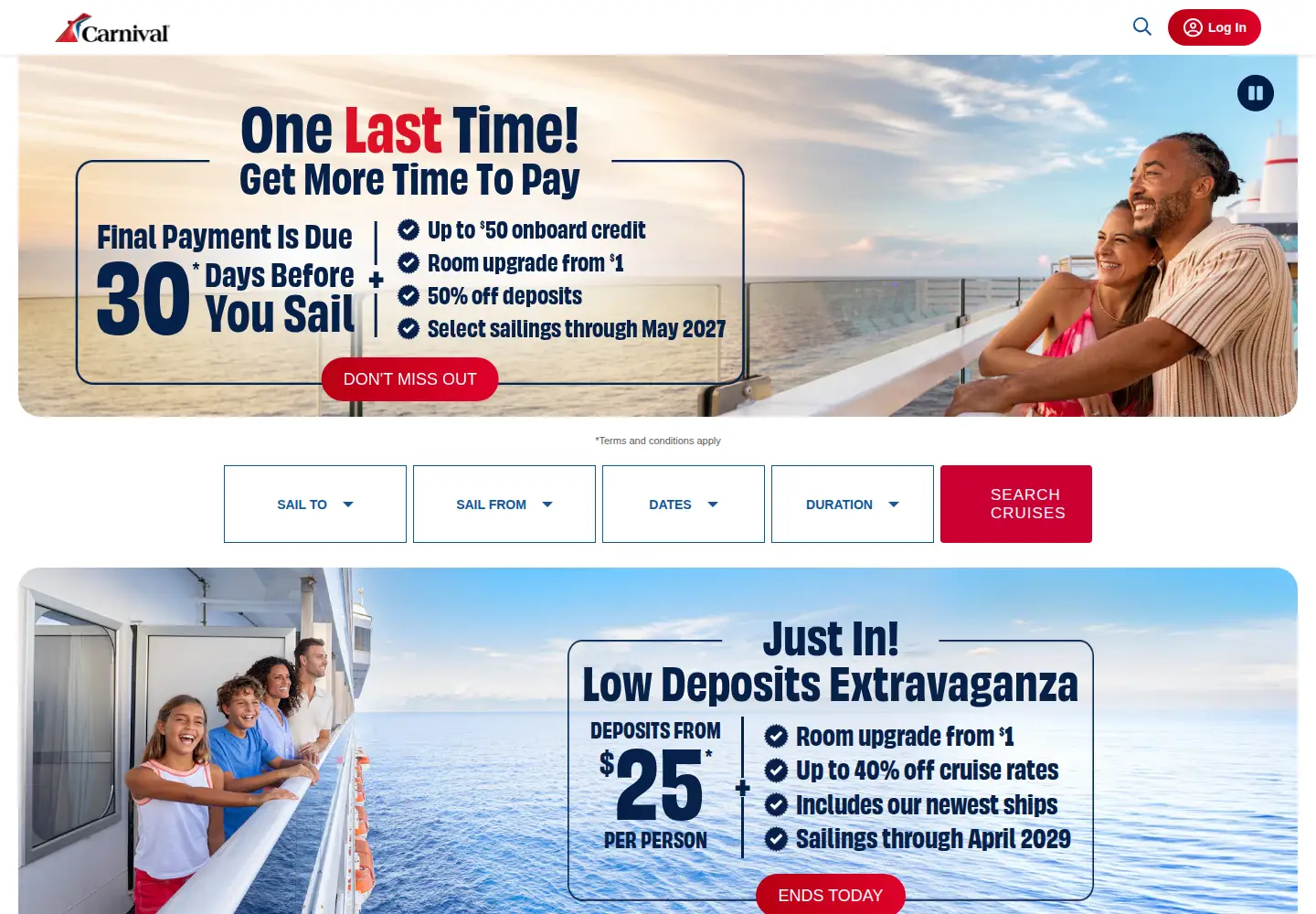 Screenshot of carnival.com