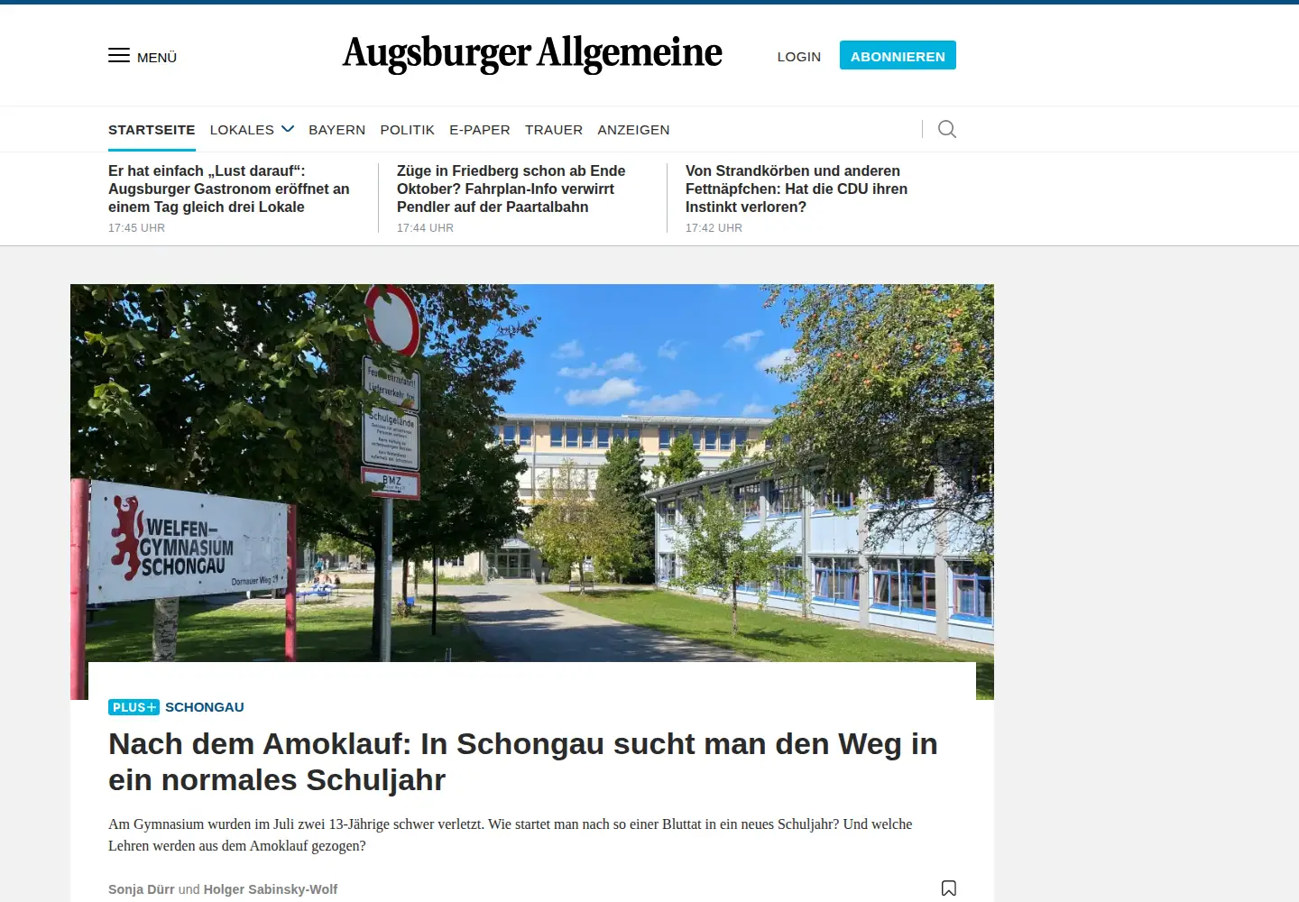 Screenshot of augsburger-allgemeine.de