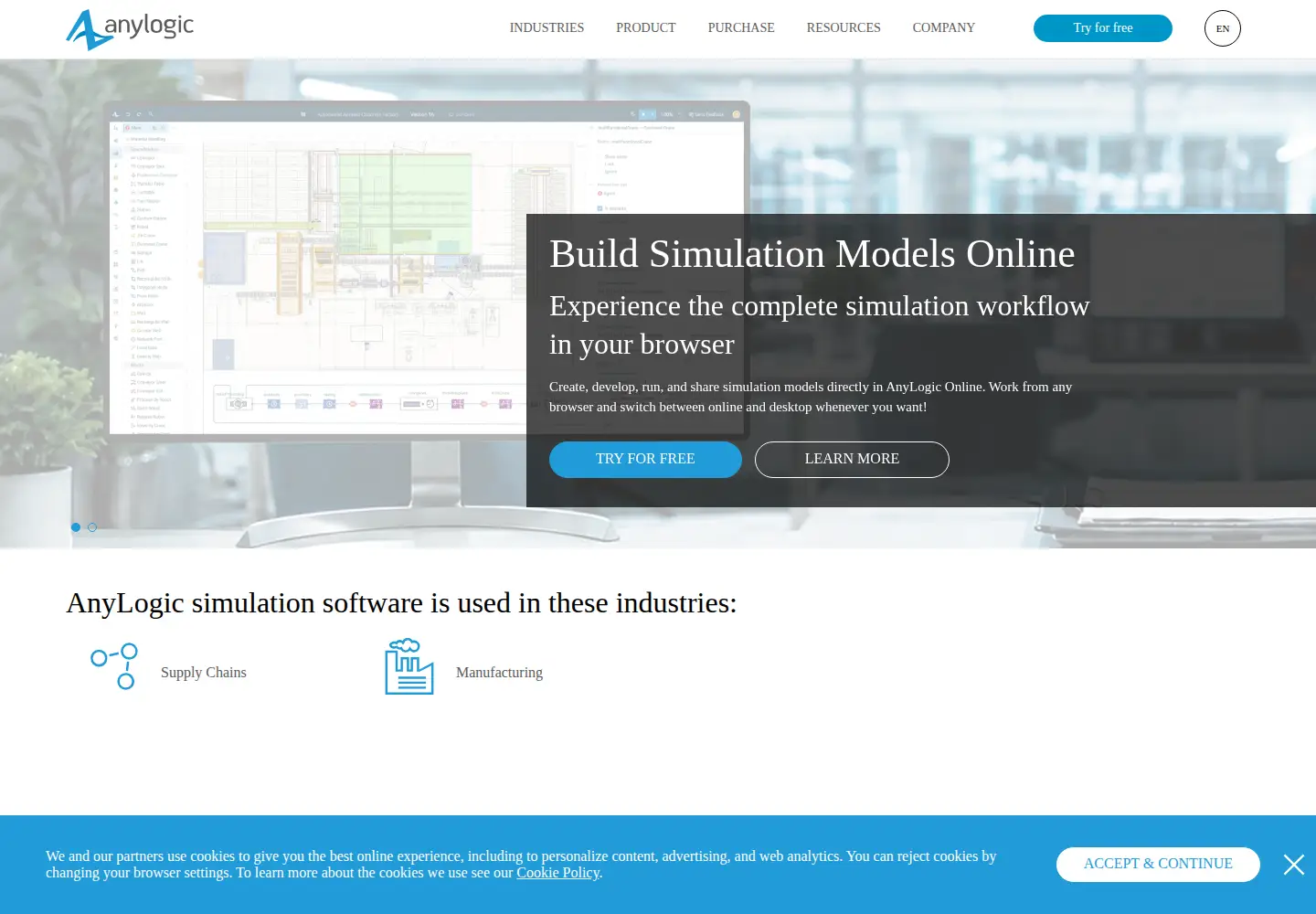 Screenshot of anylogic.com