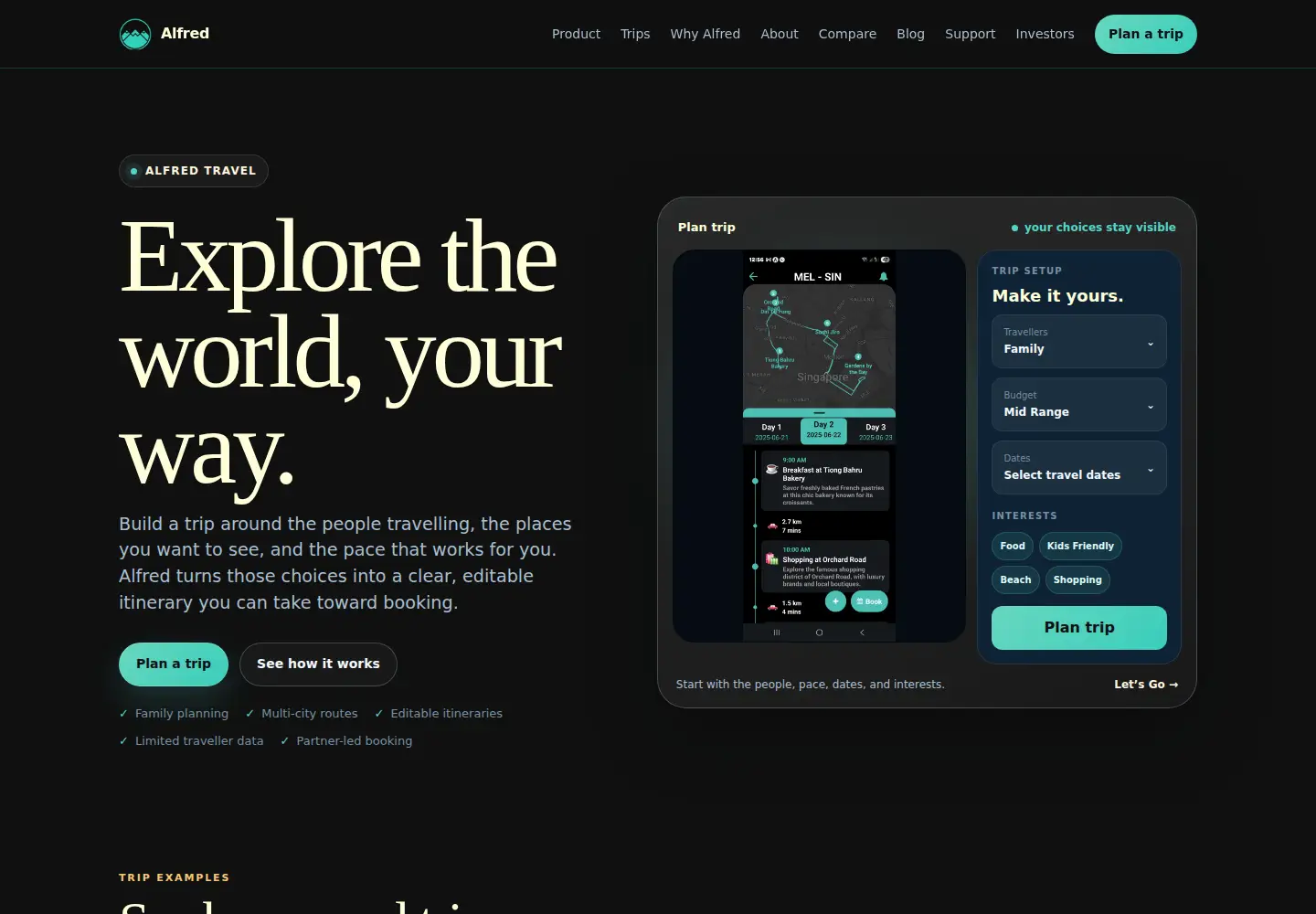 Screenshot of alfredtravel.io