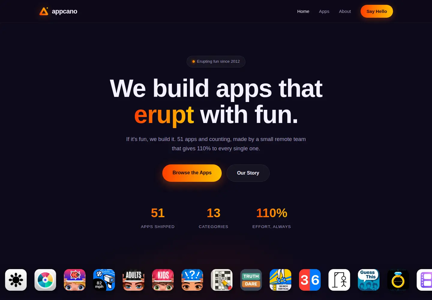 Screenshot of appcano.io