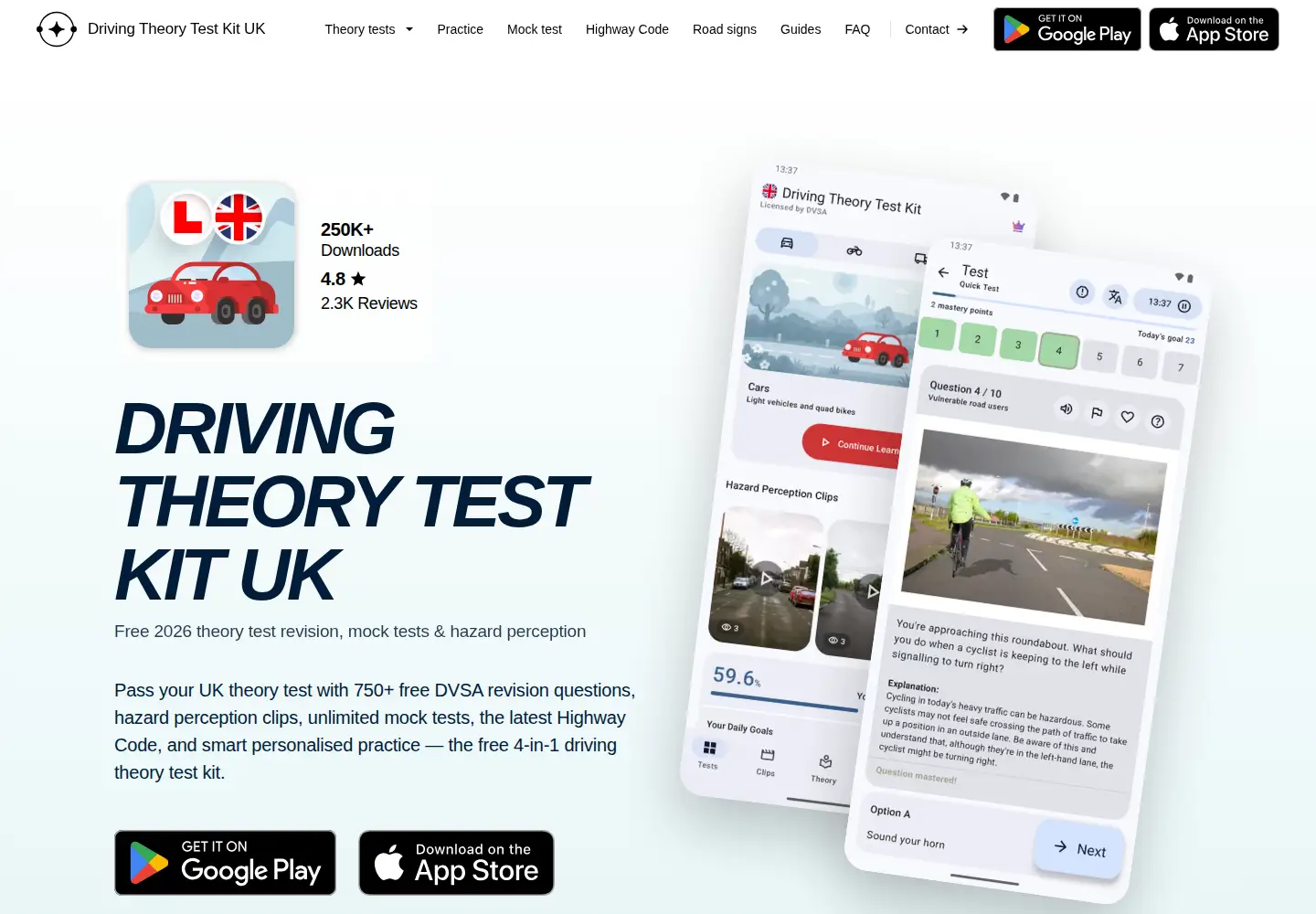 Screenshot of drivingtheorytest.io