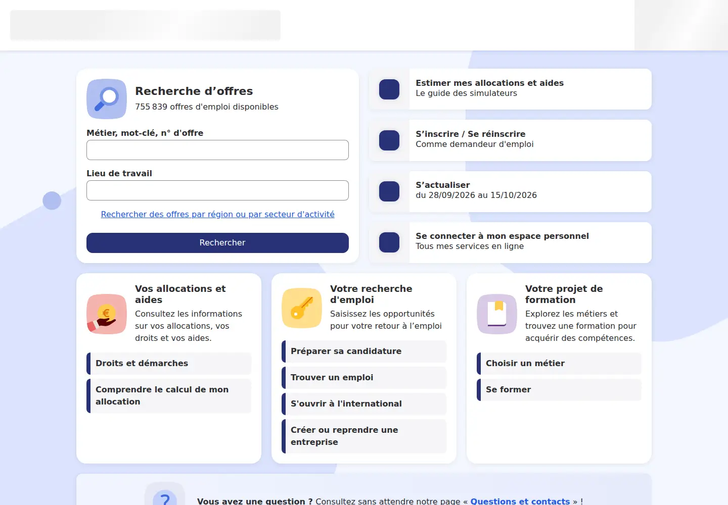 Screenshot of pole-emploi.fr