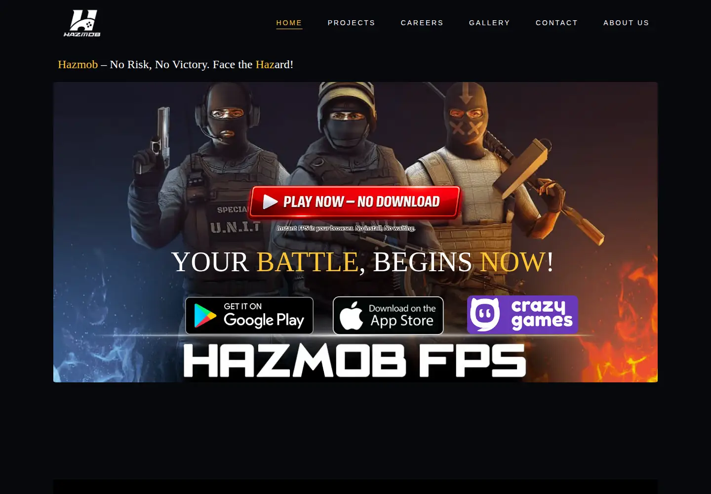 Captured homepage of hazmob.net in the current scan