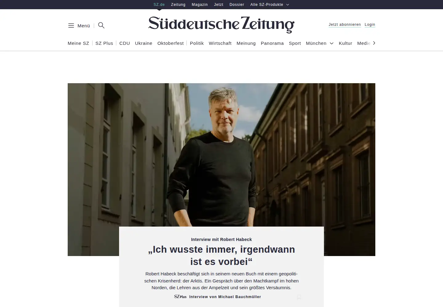 Screenshot of sz.de
