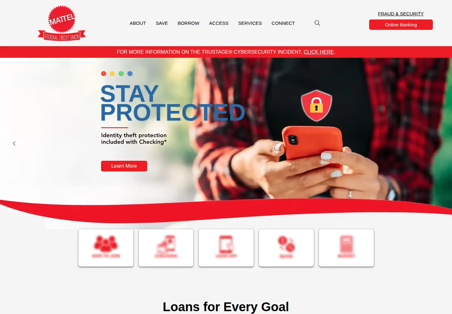 Screenshot of mattelfcu.org