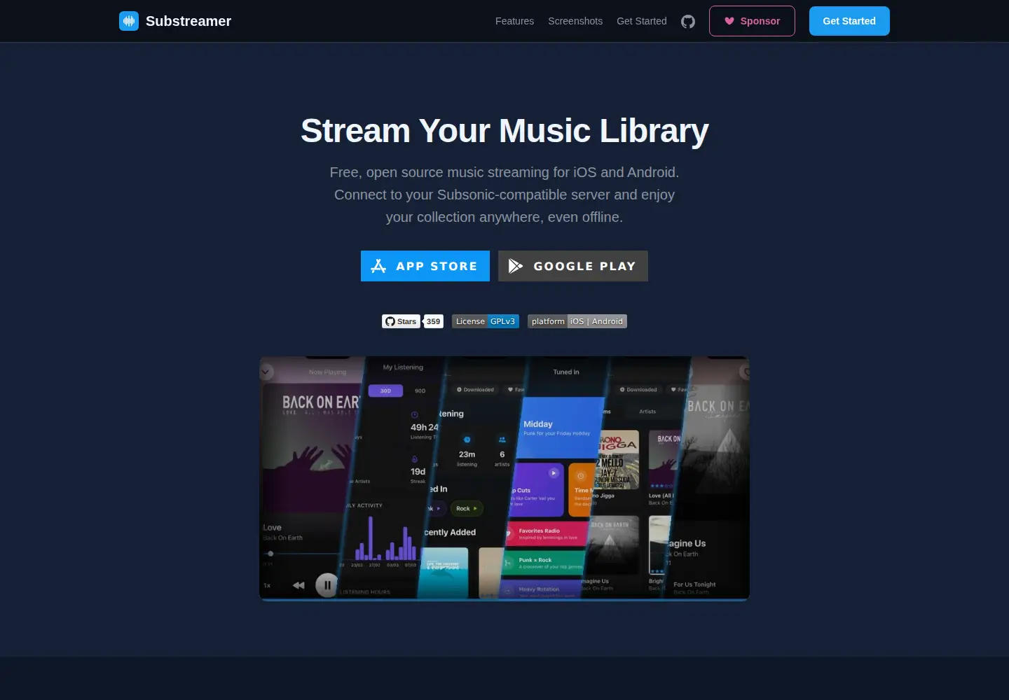 Captured homepage of substreamer.org in the current scan