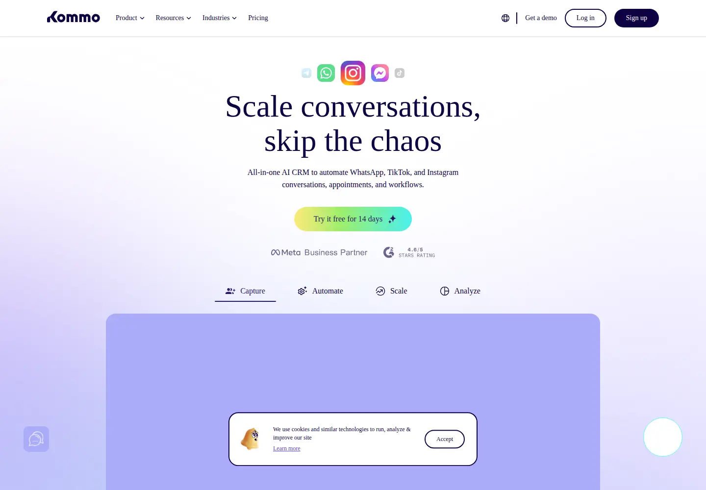 Screenshot of kommo.com