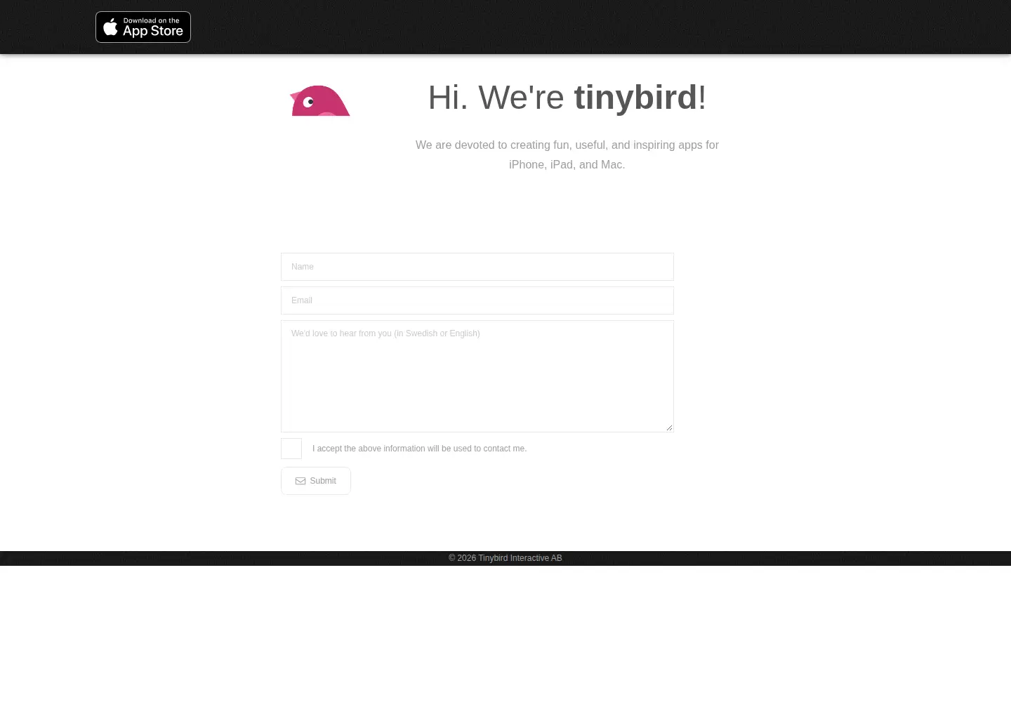 Screenshot of tinybird.se