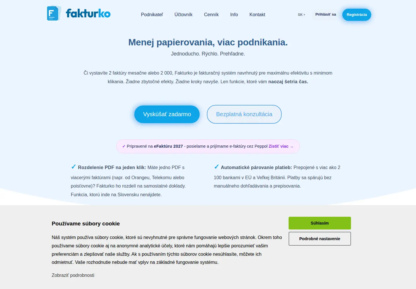 Screenshot of fakturko.sk