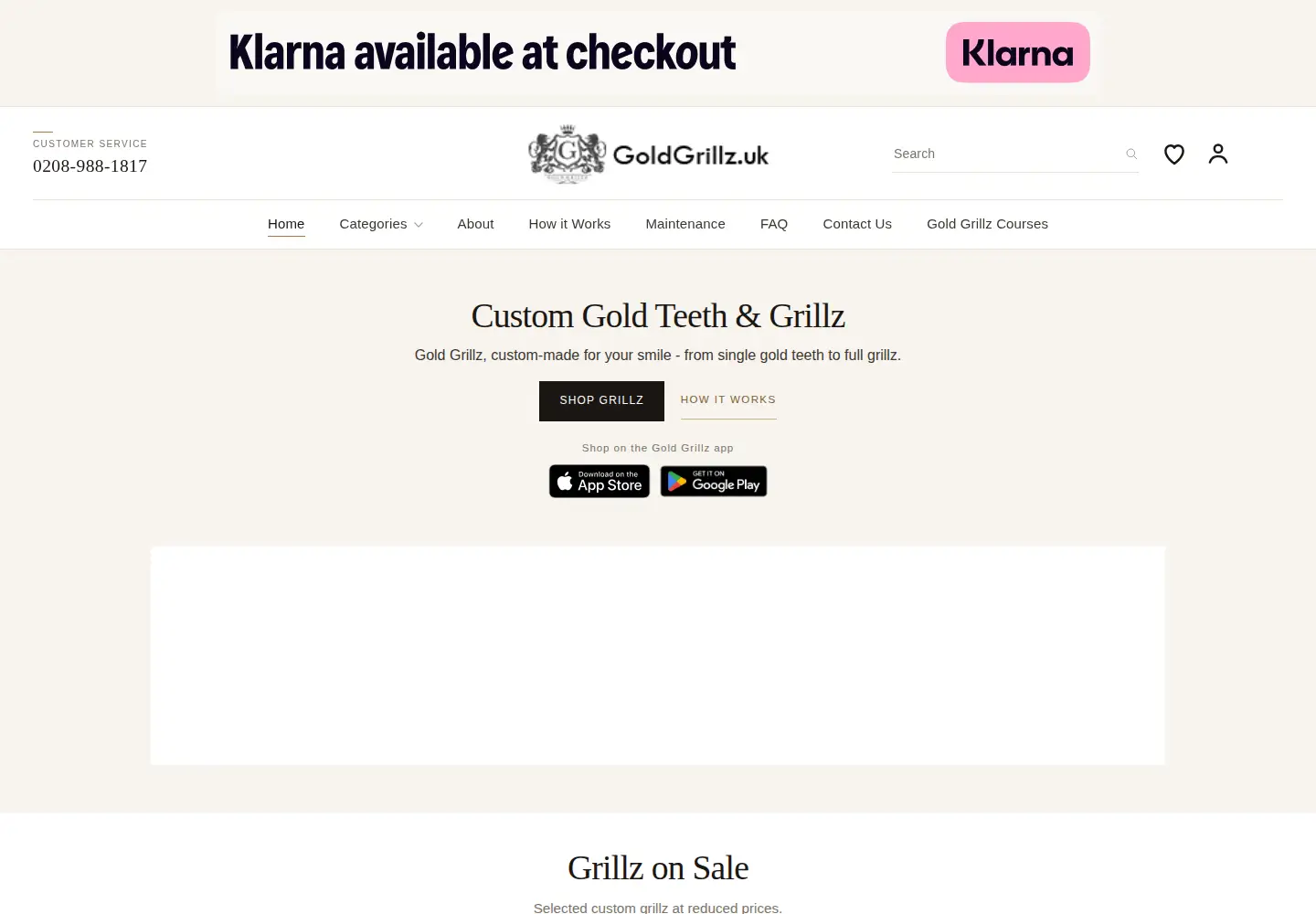 Screenshot of goldgrillz.uk