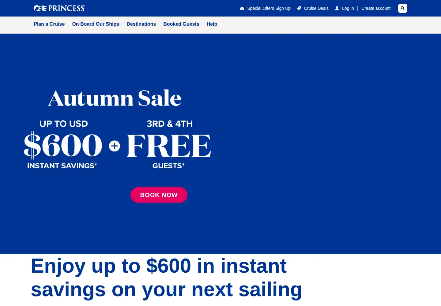 Screenshot of princess.com