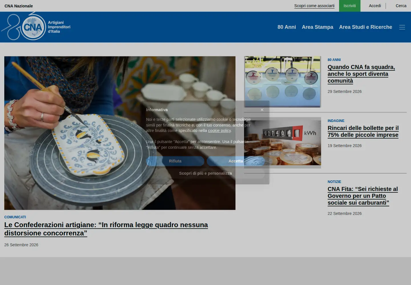 Screenshot of cna.it