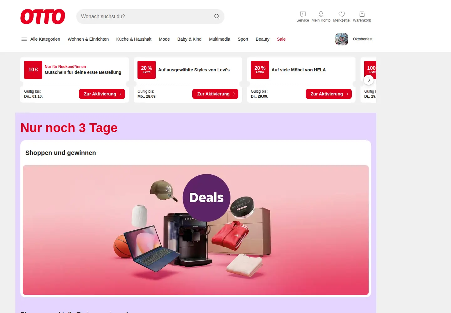 Screenshot of otto.de