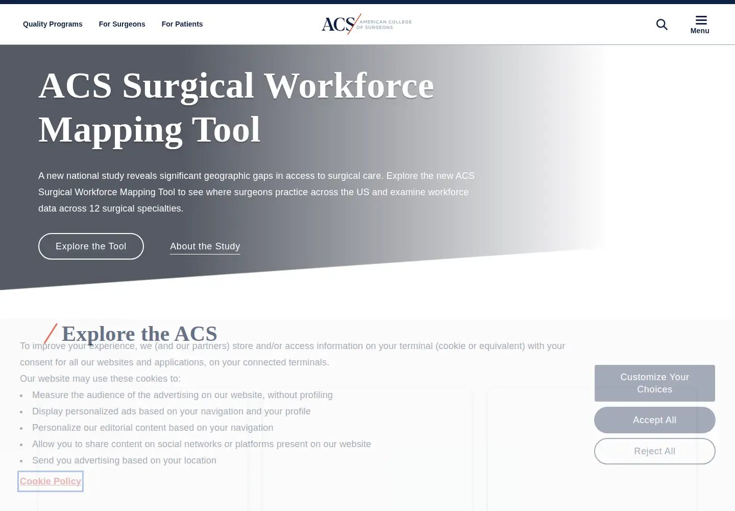 Screenshot of facs.org
