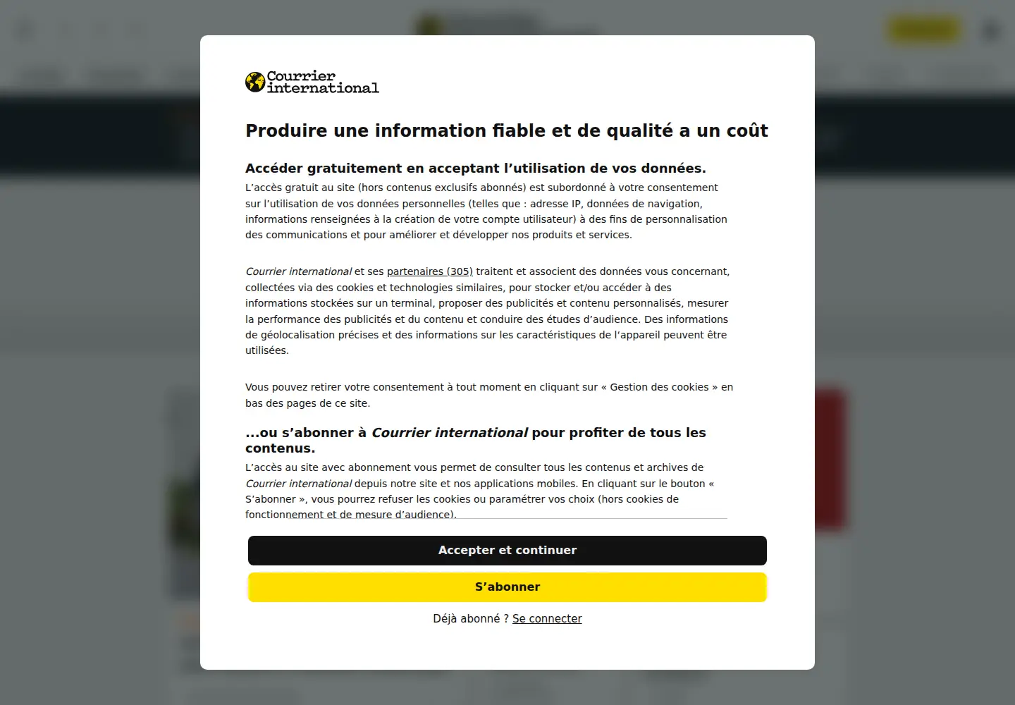 Screenshot of courrierinternational.com