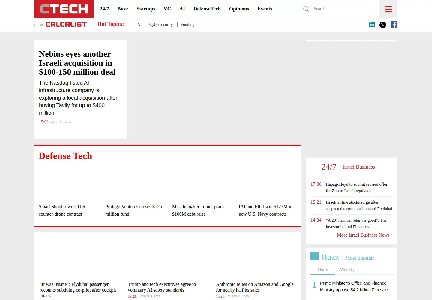 Screenshot of calcalistech.com