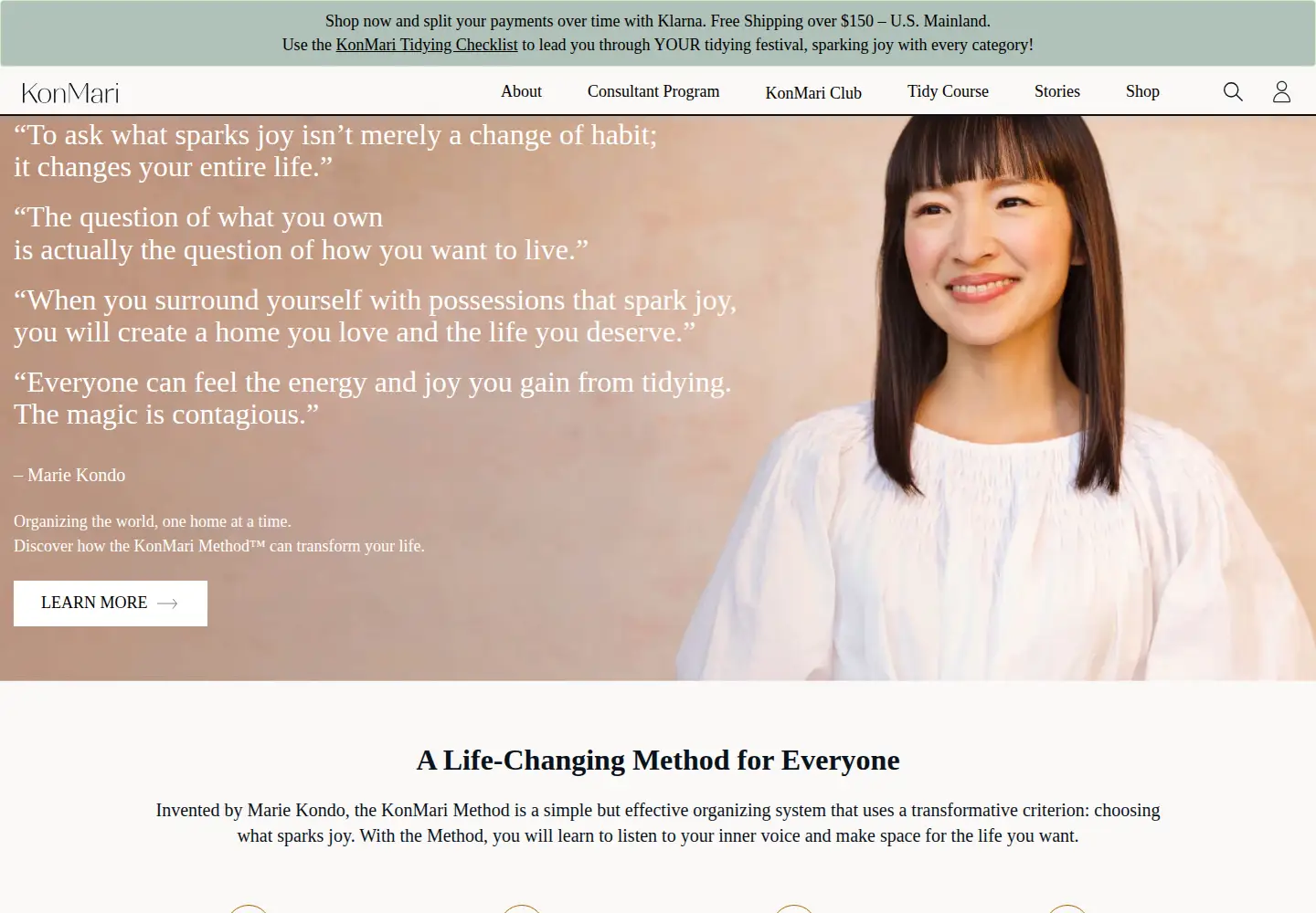 Screenshot of konmari.com