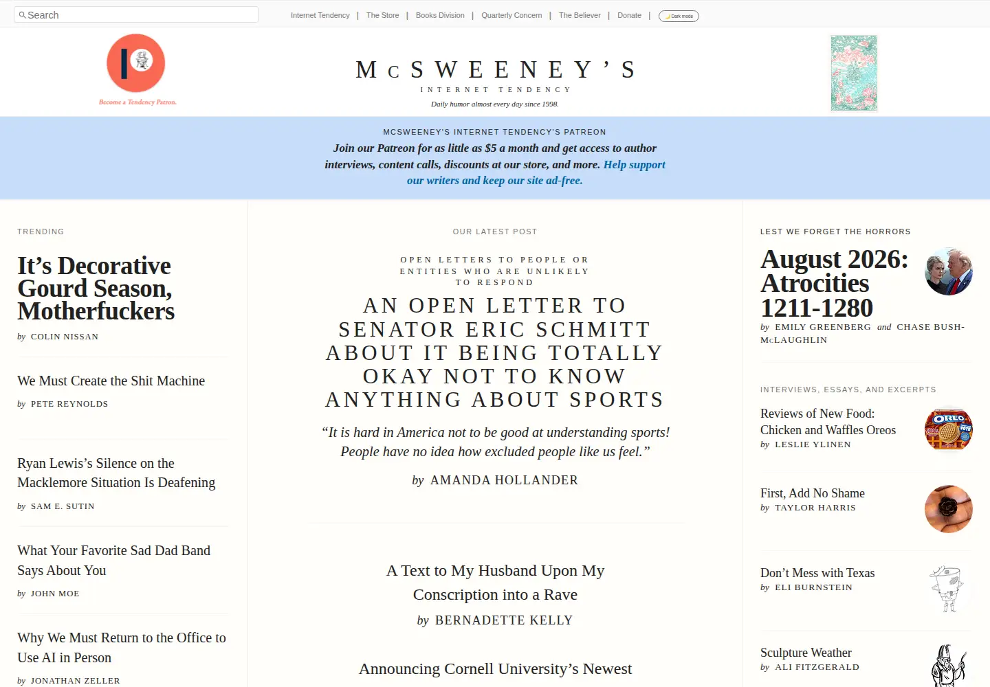 Screenshot of mcsweeneys.net