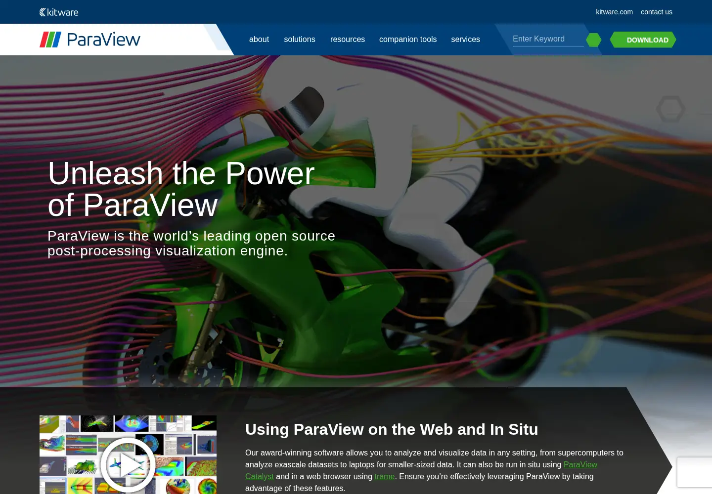 Screenshot of paraview.org