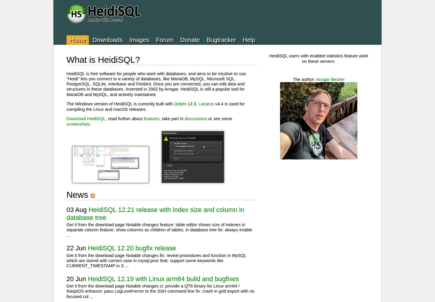 Screenshot of heidisql.com