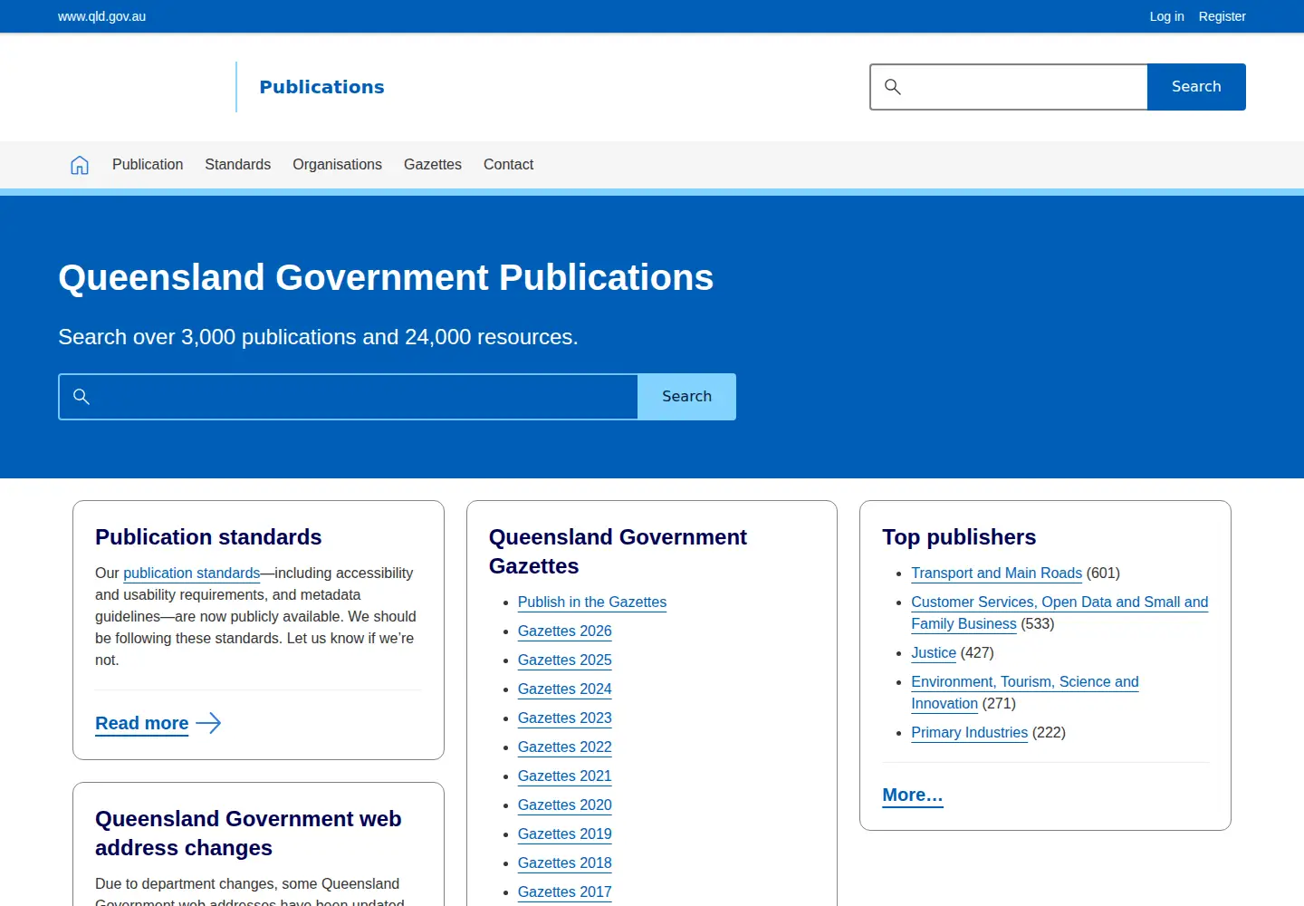 Screenshot of publications.qld.gov.au