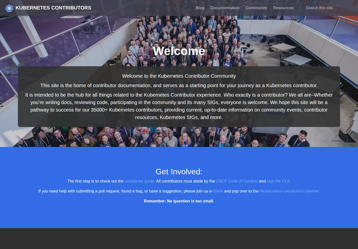 Screenshot of kubernetes.dev