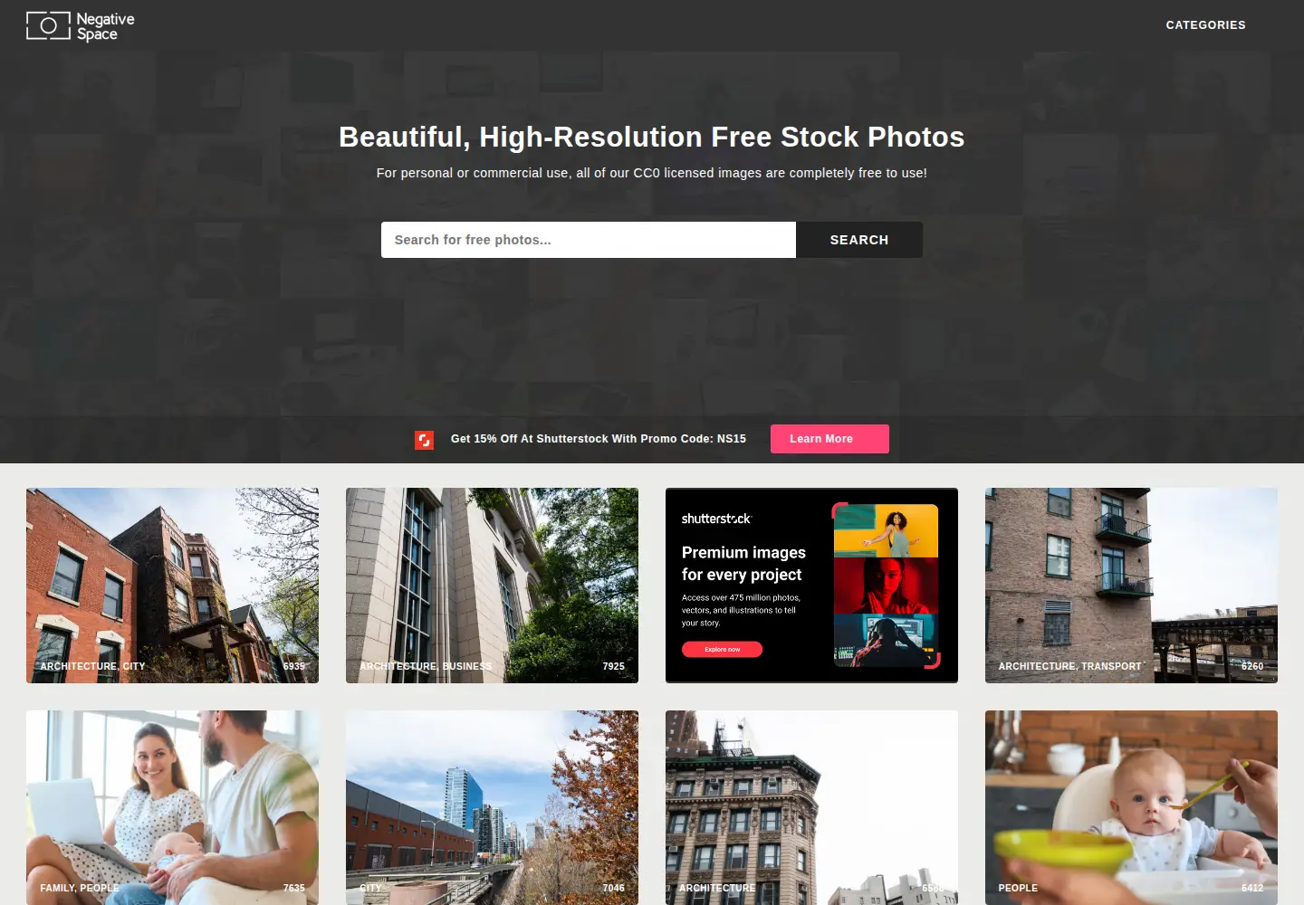 Screenshot of negativespace.co