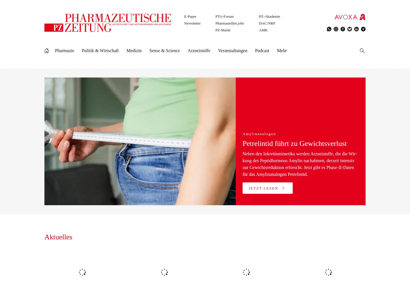Screenshot of pharmazeutische-zeitung.de