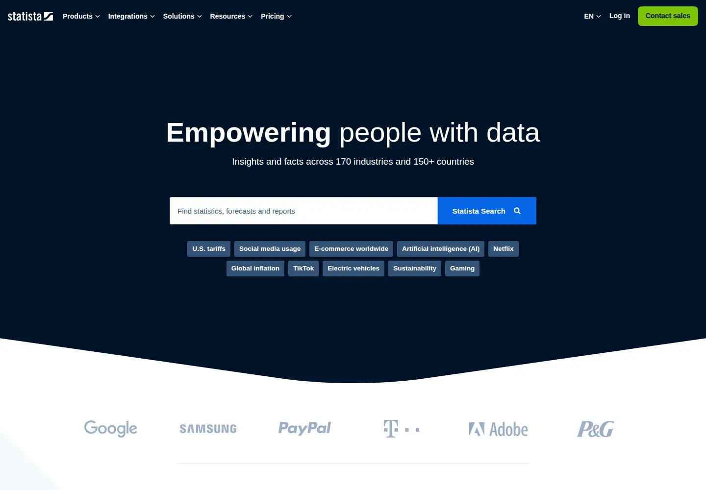 Screenshot of statista.com