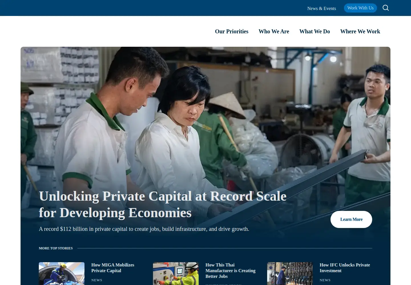 Screenshot of worldbank.org