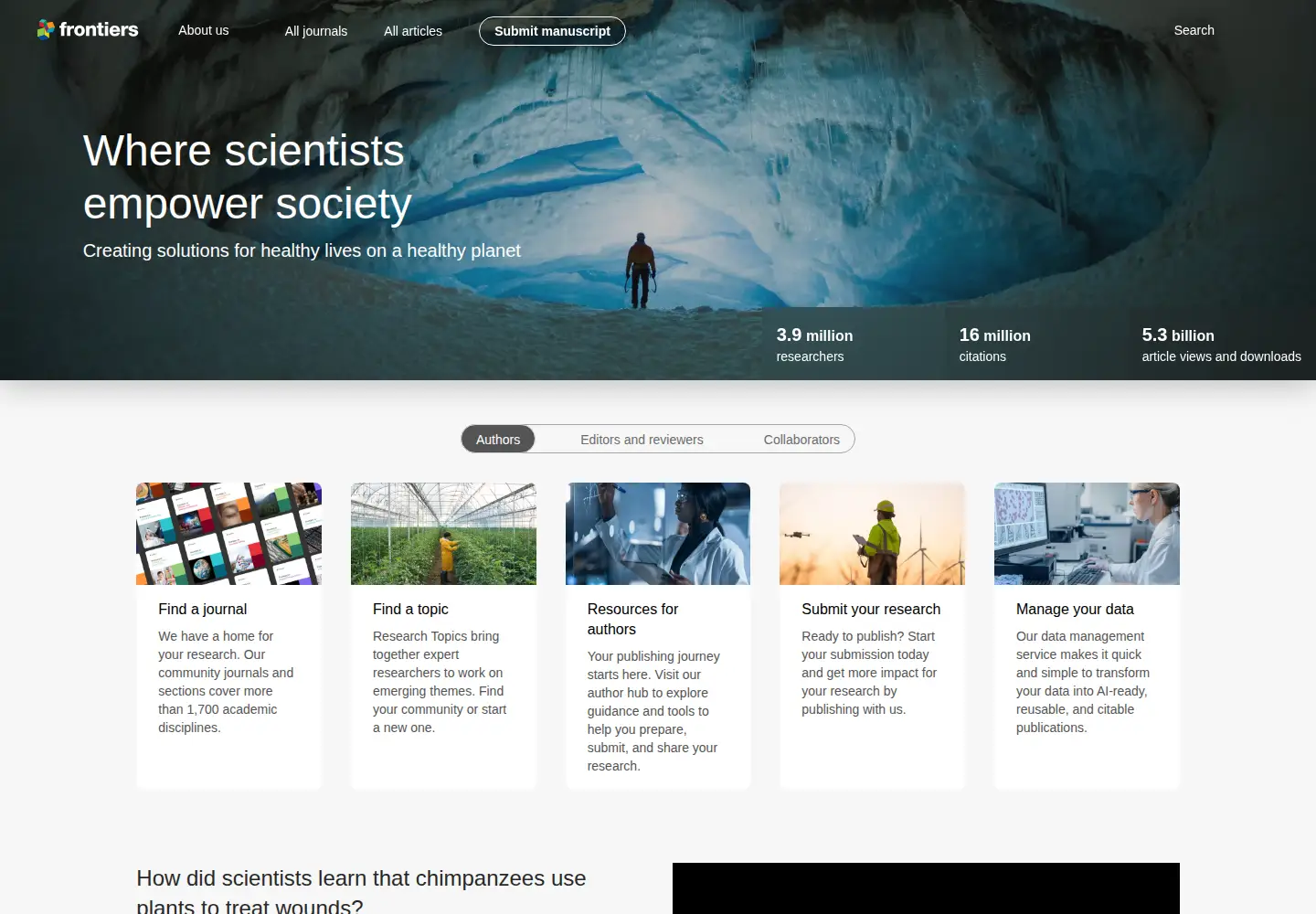 Screenshot of frontiersin.org